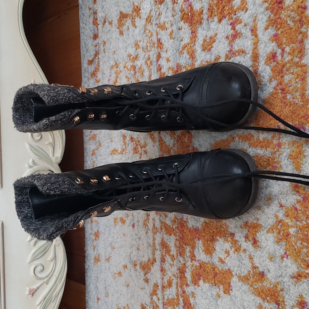 Black combat boots
